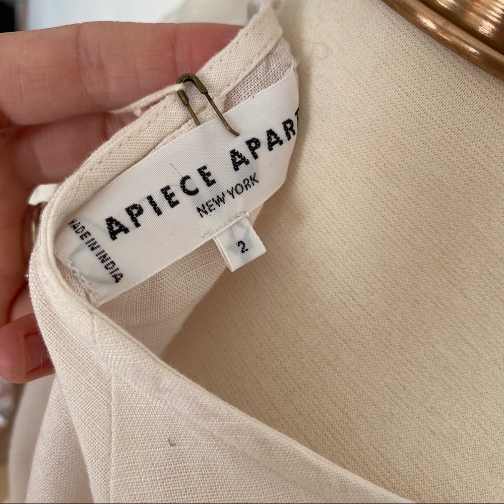 Apiece Apart | Sabine Mini Ivory Linen Wrap Tie Cotton Dress - Picture 8 of 8